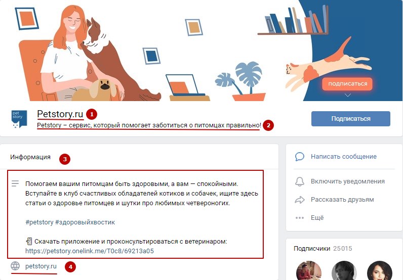 Примеры заполнения бизнес-страниц ВКонтакте, пример 2